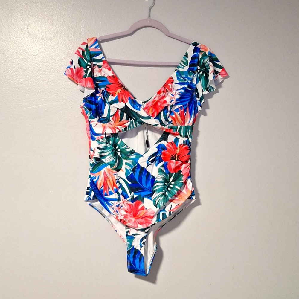 New V neck one-piece floral swim suit for Women